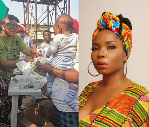 yemi alade slide shearing food items and beautiful pose