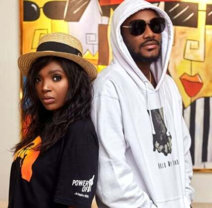 annie idibia and 2face idibia stands together for pose before the divorce