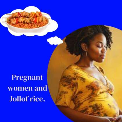 pregnant woman thinking about joloff rice